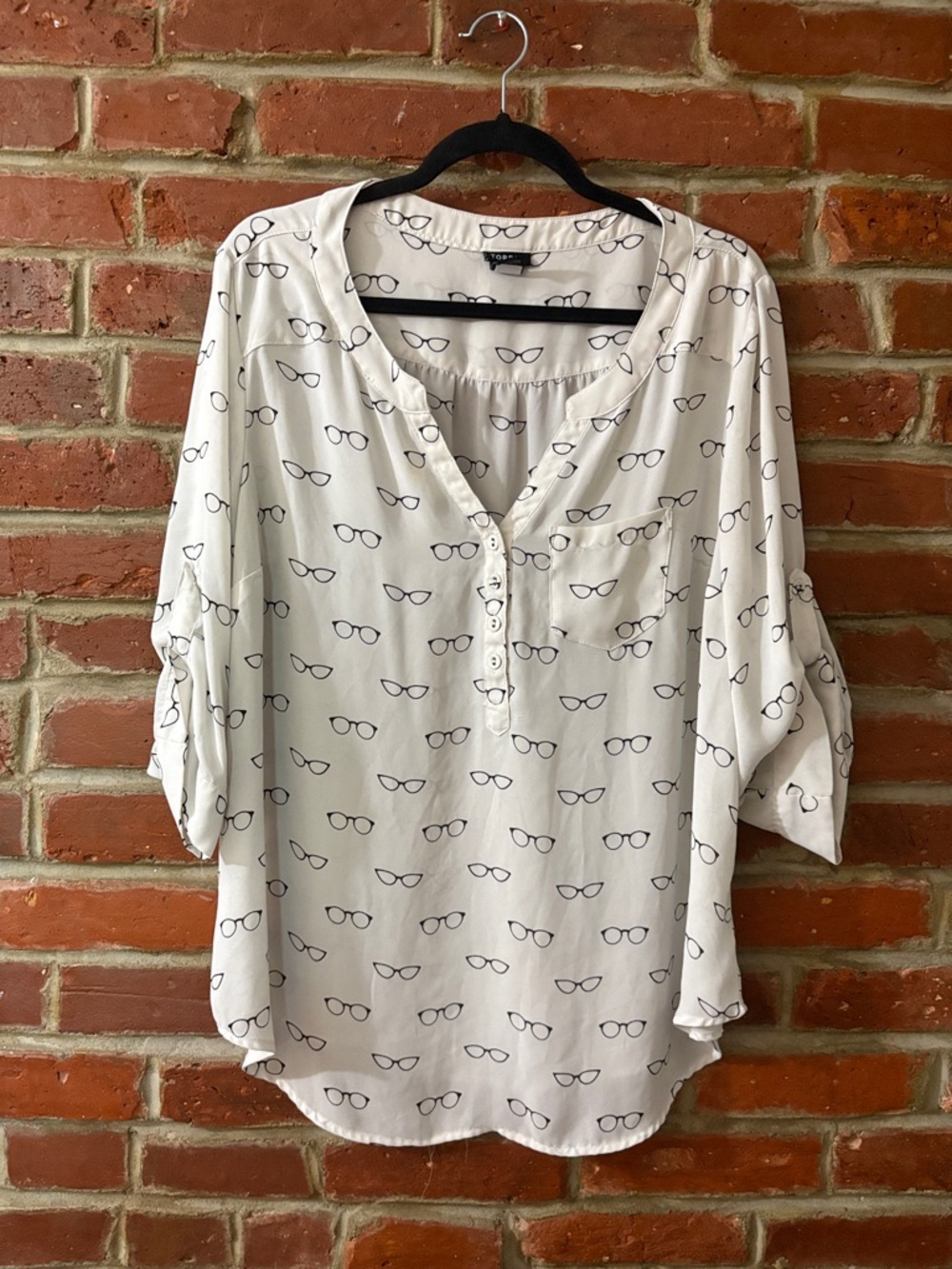 Torrid White Eyeglass-Print Blouse